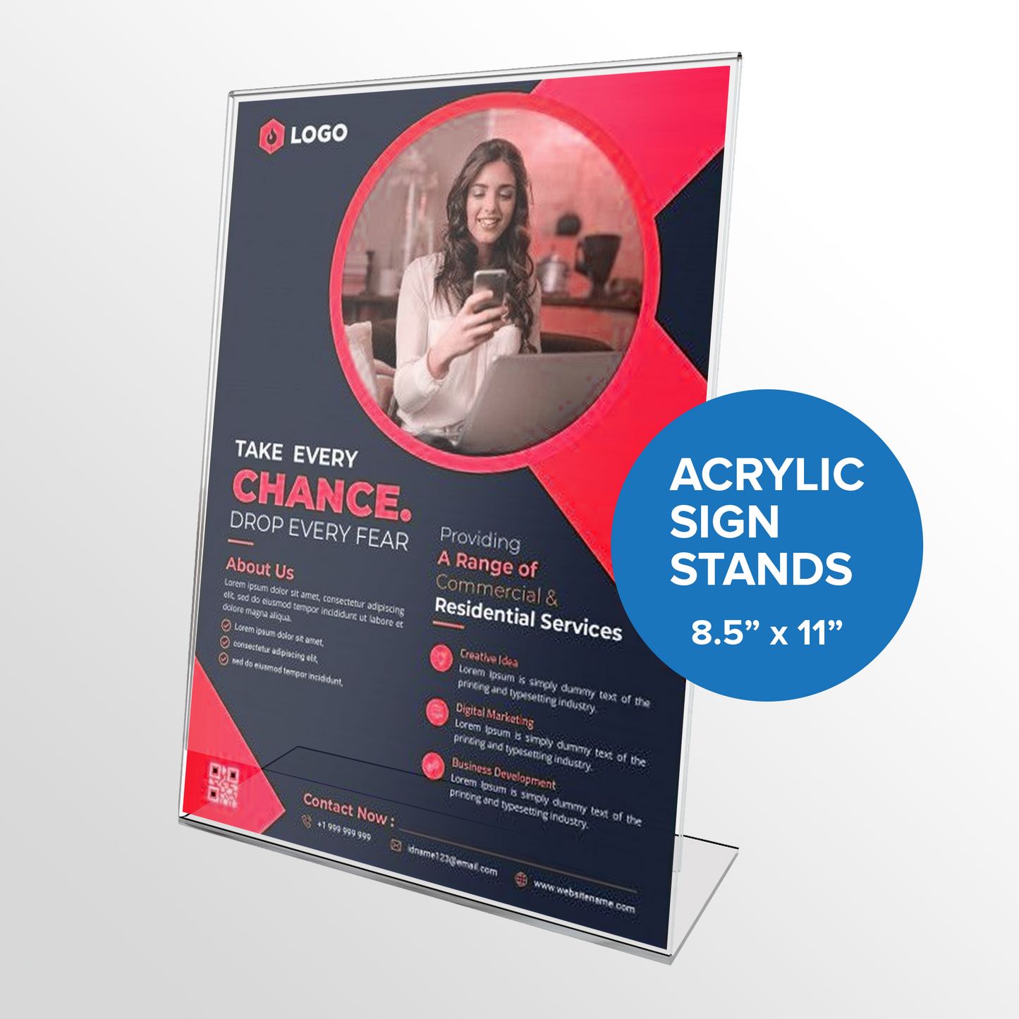 Acrylic Display Stand 8.5" x 11"
