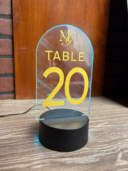 LED Illuminated Tabletop WIRED Acrylic Stands with Vinyl Graphics