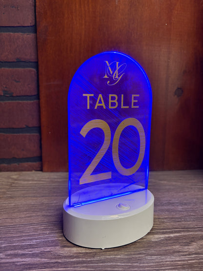 LED Illuminated Tabletop Acrylic Stands with Vinyl Graphics Wireless