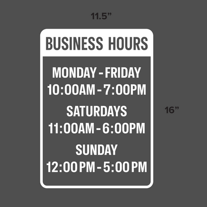 Custom Store Hours - Vinyl Sticker for Windows