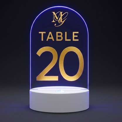 LED Illuminated Tabletop Acrylic Stands with Vinyl Graphics Wireless