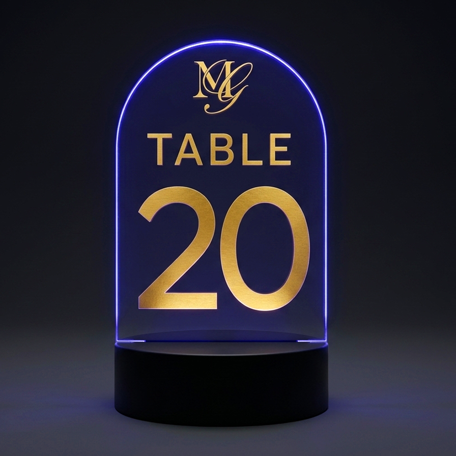 LED Illuminated Tabletop WIRED Acrylic Stands with Vinyl Graphics