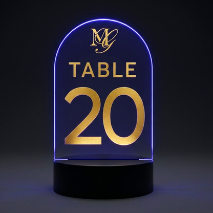 LED Illuminated Tabletop WIRED Acrylic Stands with Vinyl Graphics