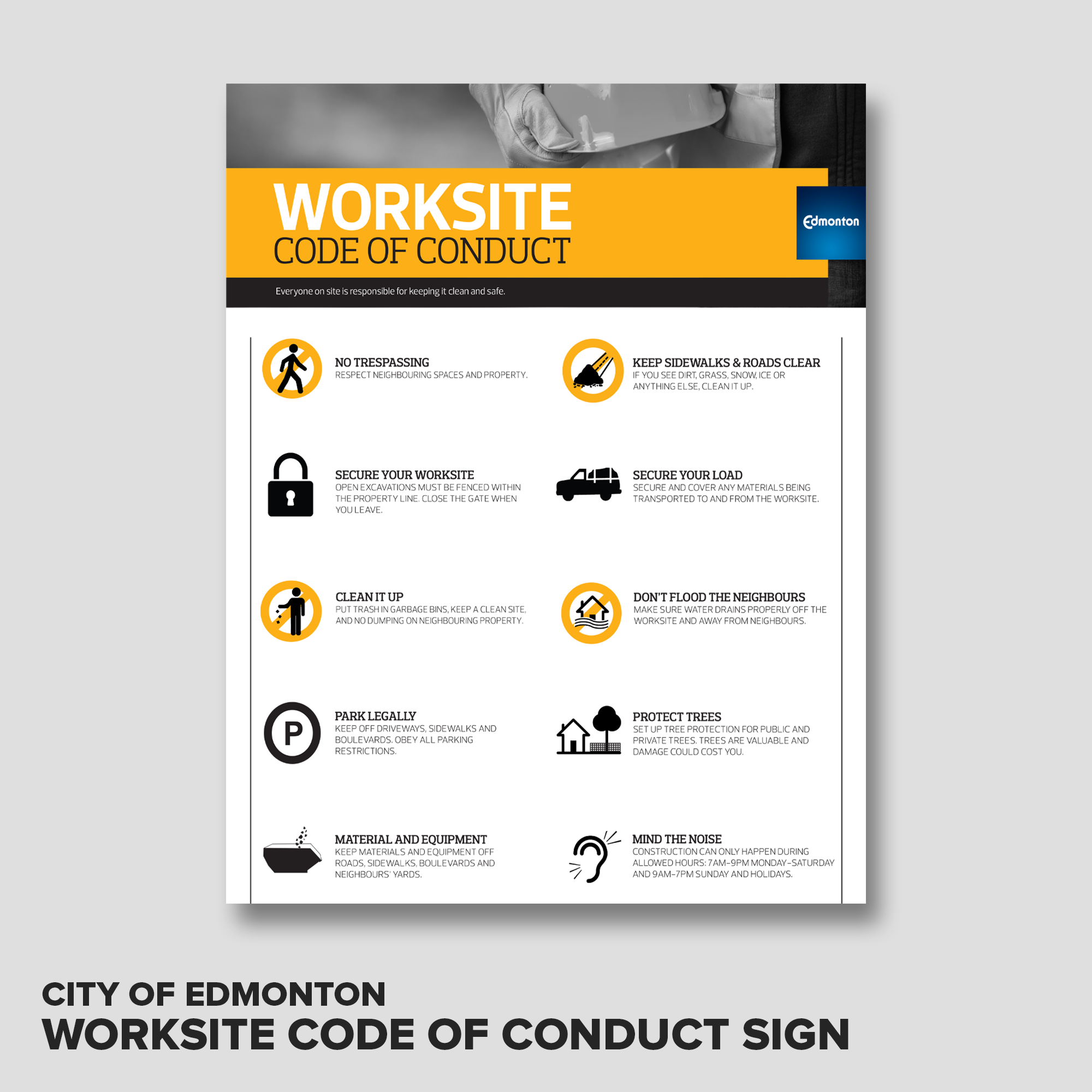 City of Edmonton - Code of Conduct Sign – My Designs Graphics and Signs ...